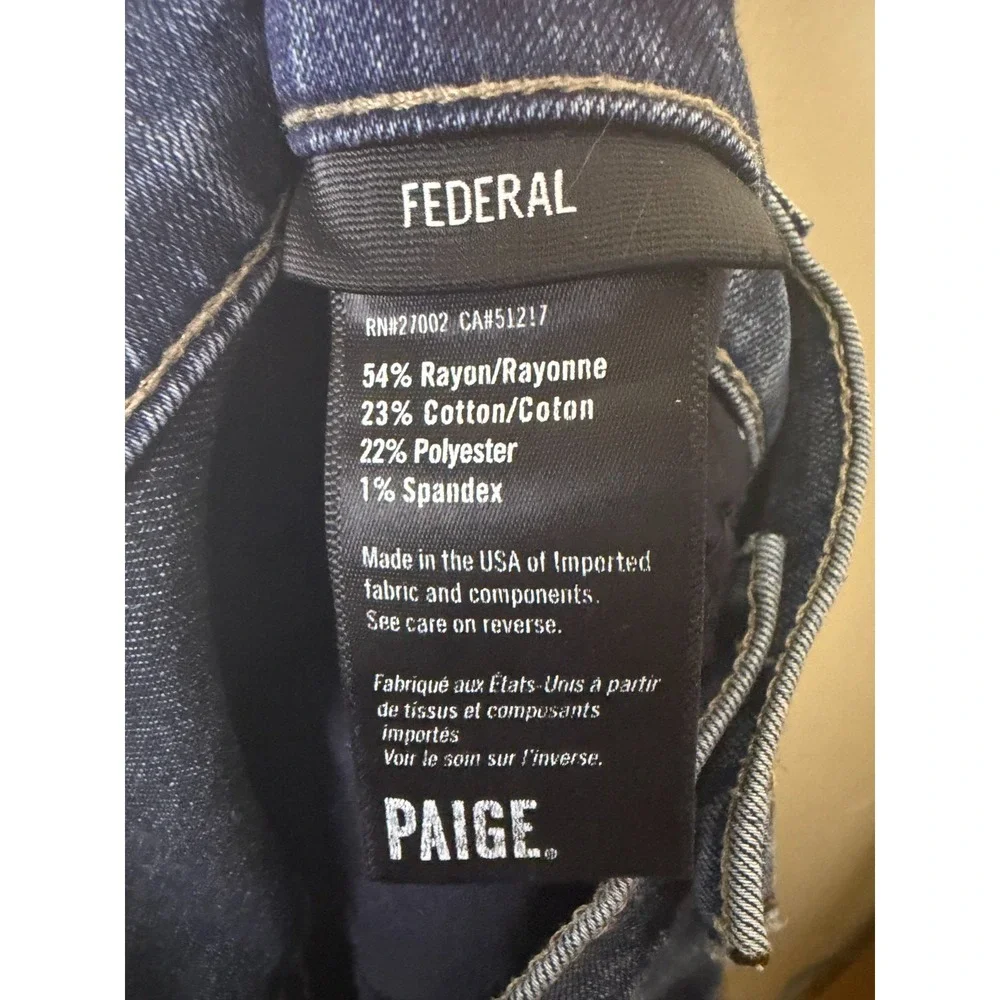 Paige Jeans Mens 38 Blue Federal Stretch Mid Rise Comfort Denim Casual